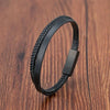 Simple Style Men's Black Leather Bracelet Classic Stainless Steel Insert Double-layer Braid Bangles For Men Friend Gift - Image 9
