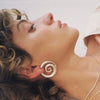 Stainless Steel Spiral Hoop Earrings Unusual Anti Allergic Metal Gold Color Jewelry Party Gift - Image 2