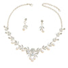 Pearl Necklace Earring Set Multi-Faceted Flower Pearl Earrings Crystal Jewelry Sets Adjustable Wedding Jewelry Set For Prom - Image 1