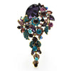 Crystal Flower Brooch Pin in Pink Brown or Purple - Image 2