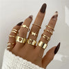 Ten-Piece Stacking Ring Set with Gold-Tone or Silver-Tone Designs - Image 26