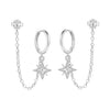 Silver Celestial Star Moon Hoop Earrings Purple Blue CZ Heart Starburst Dangle Huggie Earrings Jewelry for Women - Image 20