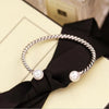 Personality Silver Jewelry Thai Silver Stranded Teeth Double Bead Pearl Simple Bracelet - Image 5