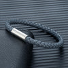 Classic Blue Braided Leather Bracelet Stainless Steel Magnetic Buckle Bangle Simple Stylish Couple Jewelry Gift for Him - Image 3