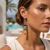 Colorful Acrylic Beaded Drop Earrings Gold Plated Stainless Steel Bohemian Dangle Earrings for Women - Image 2