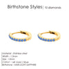 Rhinestone Simple Stainless Steel Birthstone Hoop Earrings Gold Color for Women Men Party Jewelry Gifts - Image 10