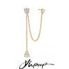 1PC Stainless Steel Cubic Zirconia Chain Drop Earrings Dainty Prom Jewelry Waterproofs - Image 1