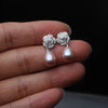 Good Silver Pearl Earrings Women,Flower Cultured Freshwater Pearl Earrings Mother White Black - Image 4