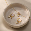 Zircon Droplet Pendant Necklace Ring Bracelet Earrings Set For Women Gold Pvd Plated Stainless Steel Jewelry - Image 5
