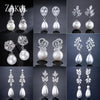 Bohemian White Pearl Drop Earrings for Women Cubic Zircon Leaf Dangle Earring Korea Bridal Wedding Jewelry Gift - Image 1