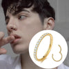 Hinged Stainless Steel Segment Piercing Ring with Stone Detail in 6 mm to 14 mm Sizes - Image 4