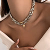 Retro Simple Heart Shaped Pendant Necklace Multi Layer Sweet Creative Irregular String Style Girl Birthday Jewelry - Image 3