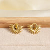 Maillard Series Stainless Steel Earring Tiger Eye Stone No Fade Earrings Sun Oval Butterfly Fan-Shaped Jewelry - Image 4