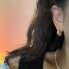 Stainless Steel Smooth Star Zircon Hoop Earrings for Women Girls Metal Chunky Sun Rhinestone Ear Buckle Punk Y2K Elegant Jewelry - Image 3