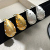 Brushed Matte Metal Water Drop Zircon Earrings for Women Chunky Geometric Party Jewelry Accessories - Image 3