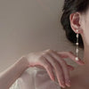 French Baroque Freshwater Pearl Dangle Earrings for Women Gold Plated Copper Long Chain Tassel Earring Bridal Jewelry - Image 4