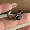 BF Club Silver Ring For Women Jewelry Hollow Leaf Black Stone Vintage Handmade Ring Allergy For Party Birthday Gift - Image 6