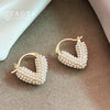 Unique Style Pearl Heart Shaped Hoop Earrings Simple Versatile Elegant Accessories for Women‘s Jewelry - Image 1