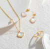 Shell Imitation Pearl Necklace Earring Ring Jewerly Set for Women Girl Stainless Steel Valentine's Day Gift - Image 7