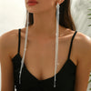 Extra Long Water Drill Tassel Earrings Women Copper Plated Cubic Zirconia Dangle Earrings Party Evening Glamorous Accessories - Image 2