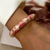 Sweet Pink Enamel Dropped Glaze Flower Texture Bracelet For Women Retro Leaf Star Floral Embossed Zircon Bangle Party Jewelry - Image 24