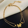 Stainless Steel Metal Double Layer Butterfly Anklet For Women Gold Color Adjustable Feet Chain Anklet Jewelry Gifts - Image 4