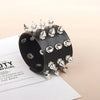 Punk Bracelet for Men Women Goth Black Leather Wristband with Metal Spike Studded Spike Rivets Cuff Bangle Adjustable - Image 5