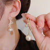 2 Sparkling Rhinestone Bow Imitation Pearl Tassel Earrings, Suitable for Women's Banquet Party Jewelry Gifts - Image 2