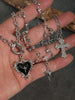 3pcs Gothic Layered Heart Rose Flower OT Chain Cross Pendant Necklace, Pentagram Star Tassel Necklace, Minimalist Layered Chic P - Image 3