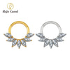 16G Marquise CZ Hinged Segment Hoop Nose Ring Titanium Septum Piercing Cartilage Daith Hoop Earring - Image 1