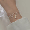 Sparking Silver Zircon Moon Bracelets For Women Double Layer Star Bead Bracelet Party Wedding Charm Jewelry - Image 4