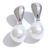 Pearl Drop Earrings with Geometric Metal Tops - Image 6