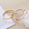 Women's Simple Stainless Steel Bracelet Plain Curved Surface with Shiny Opening Buckle for Daily Wear - Image 1