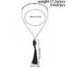 Salircon Simple Irregular Black Resin Tassel Pendant Necklace for Women Adjustable Waxed Thread Sweater Chain Jewelry - Image 4