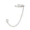 1pc Silver Shimmering Clear CZ Zircon Ear Cuff With Chain Tassel Stud For Women Gift Cartilage Clip Earrings - Image 10