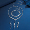 Four-Piece Geometric Flower Jewelry Set with Necklace Earrings and Bracelet - Image 5