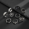 9pcs/Set Kpop Goth Punk Harajuku Metal Thorns Love Heart Star Zircon Ring Set for Women Egirl Vintage Aesthetic Y2K Jewelry - Image 5