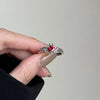 Vintage Silver Wing Crystal Heart Finger Ring Open Silver Rings For Women Wedding Jewelry Gift - Image 2