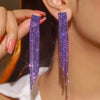 Temperament Multicolor Shiny Rhinestone Long Tassel Earrings - Image 1