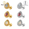 Titanium Pear Teardrop Opal& CZ Piercing Jewelry Flat Back Stud Cartilage Earring for Conch Helix Tragus - Image 1
