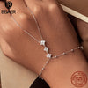 Bisaer Silver Finger Ring Bracelet Hand Chain Thin Dainty Stackable Chain Plated Gold for Women Jewelry - Image 3
