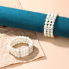 Three-Row Glass Bead Stretch Bracelet with Rhinestone Details - Image 3