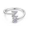 Silver Initial Rings for Women Girls, Adjustable Initial Rings Cubic Zirconia Stackable Alphabet Letter Rings Gift - Image 30