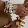 4 Styles Creative Imitation Pearls Chunky Spring Bangle Women Hip Hop Heavy Metal Open Wide Cuff Bangle Jewelry - Image 3