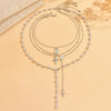 Layered Rosary Cross Necklace with Mary Pendant and Beaded Y Chain - Image 8
