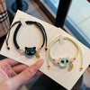 Handmade Lucky FU Blue Big Eye Black Cat Bracelets for Couples Women Men Cartoon Animal Braided Bracelets Set Jewelry Gifts - Image 2