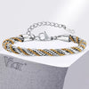 Stylish Two Tones 5mm Stainless Steel Chain Bracelets for Men Women,Adjustable Twisted Rope Box Chain Hand Woven Jewelry - Image 1