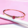 585 purple gold plated rose gold inlaid crystal ruby bracelet for women charm light wedding party jewelry - Image 2