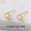 (2607) 4MM 6MM 7MM 8MM Gold Color Brass with Zircon Hooks Hole Round Stud Earrings Pins Jewellery Accessories Wholesales - Image 23