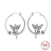Silver Elegant Sparkling Lucky Clover Hoops Earring For Women Jewelry Simple Colorful Flower Love Gift - Image 38